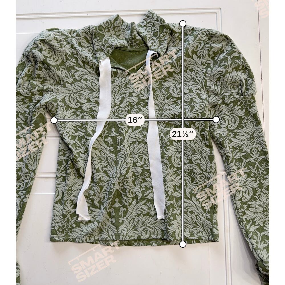 By Anthropologie Womens Sz S Green Paisley Textured Bell Sleeve Puffed Shirt Top - Picture 6 of 7